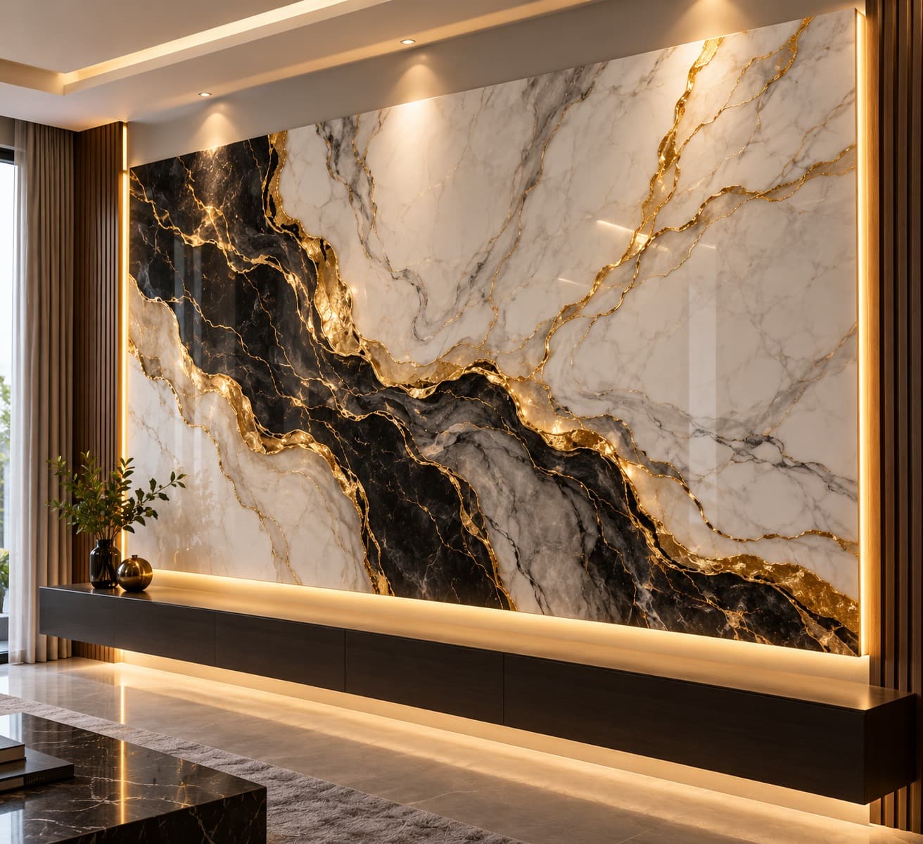Large Marble-Style Decorative Wall Panel